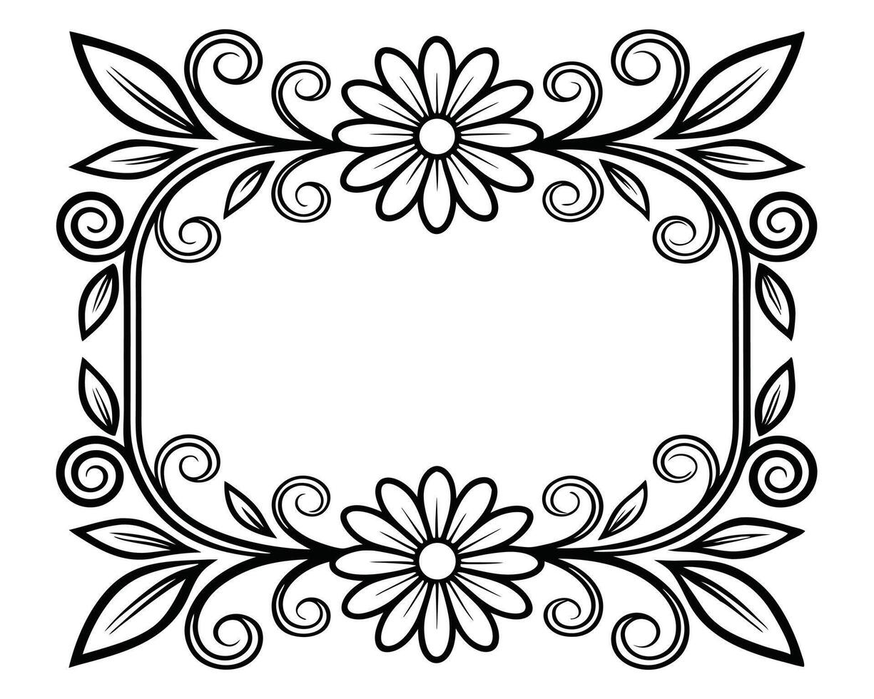 Elegant floral frame design with flowers leaves and swirls perfect for greeting cards or invitations vector