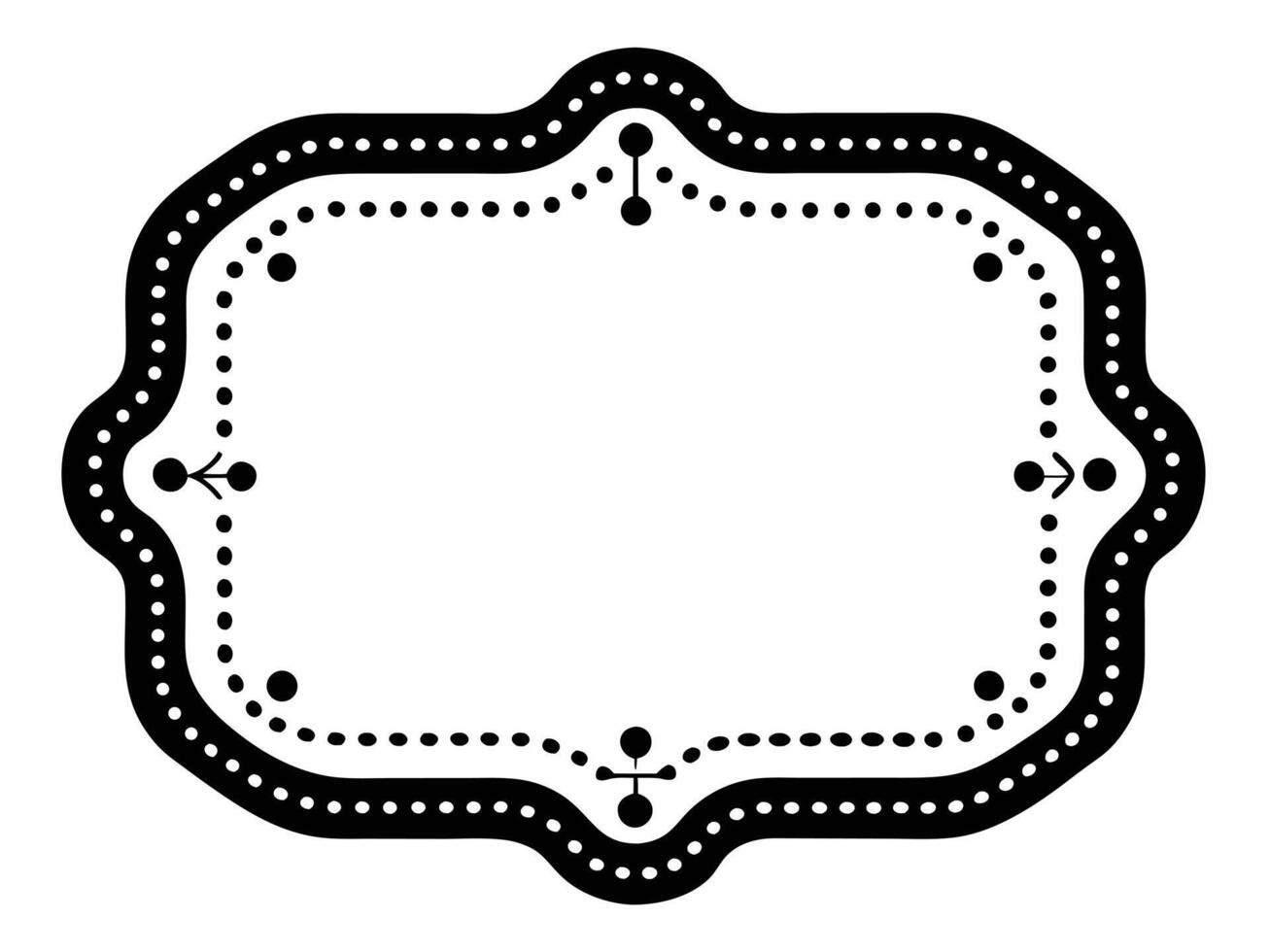 Elegant decorative black and white frame with dotted border and ornamentation design elements vector