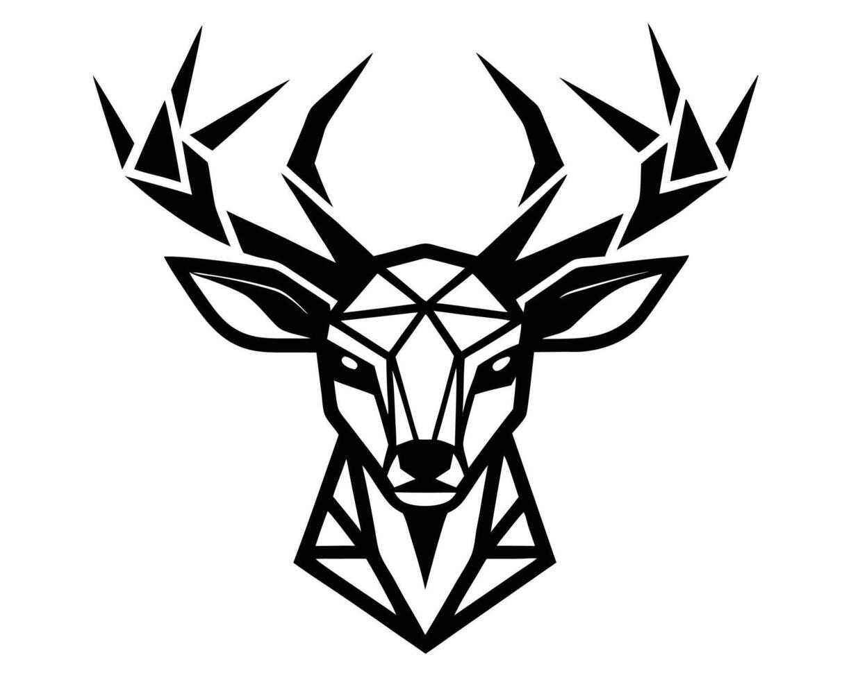 Geometric stag head illustration black and white creative design for decorative and symbolic purposes vector