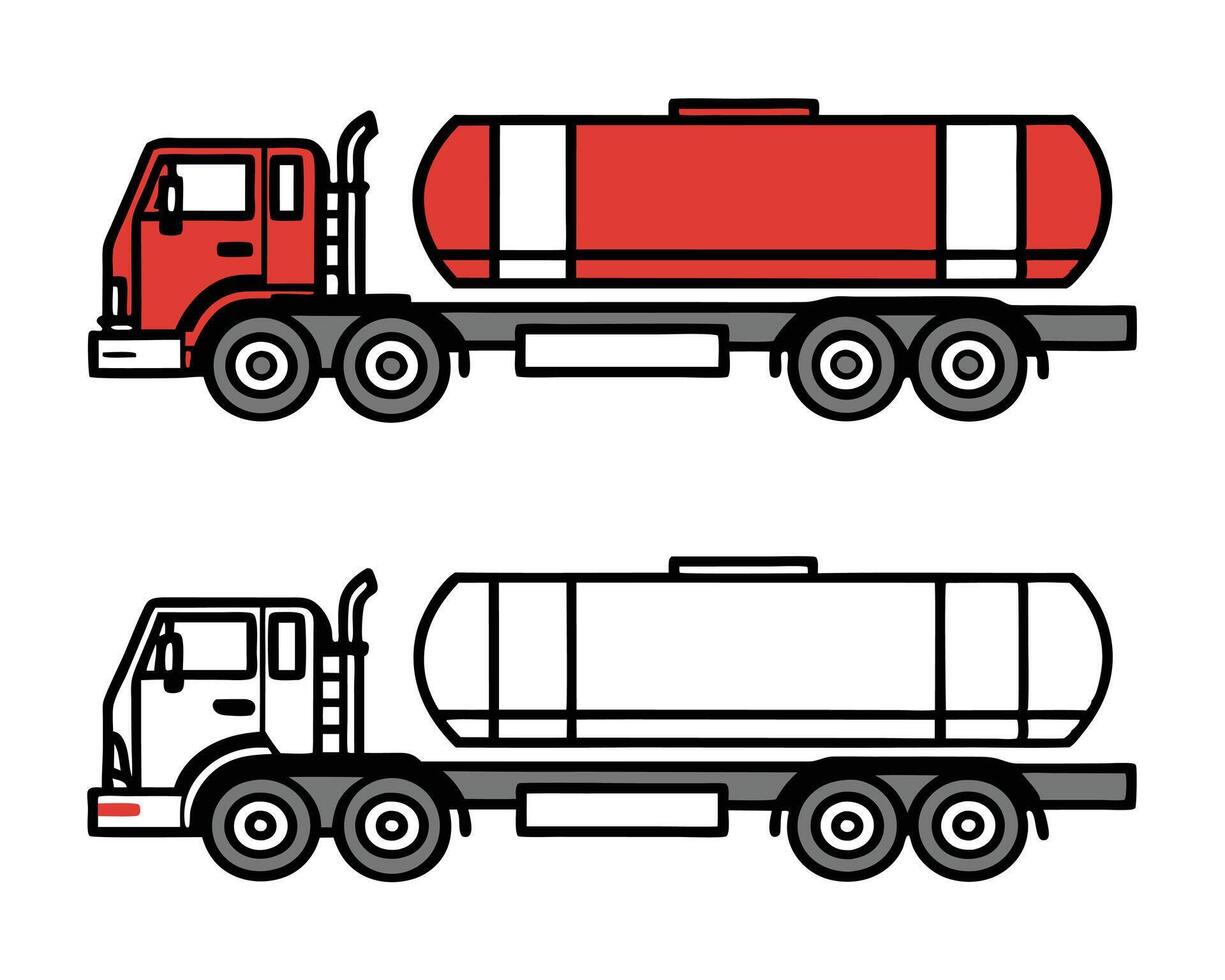illustration of a red and white tanker truck design for transportation industry vector