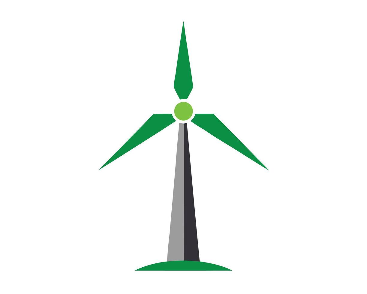 Simple illustration depicting a wind turbine generating sustainable and renewable energy resources vector