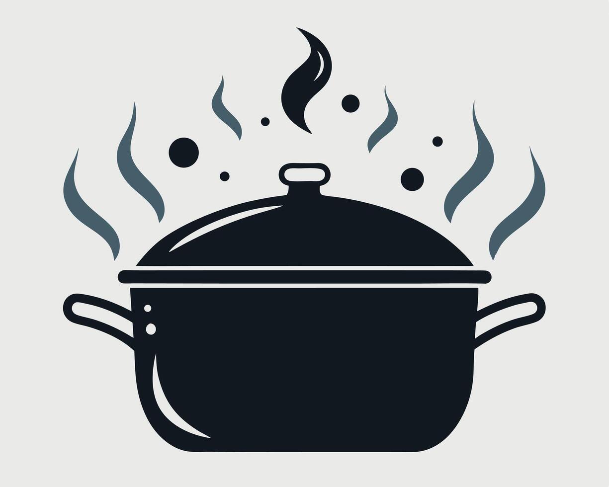 illustration of a steaming pot with lid on a light background for culinary designs vector