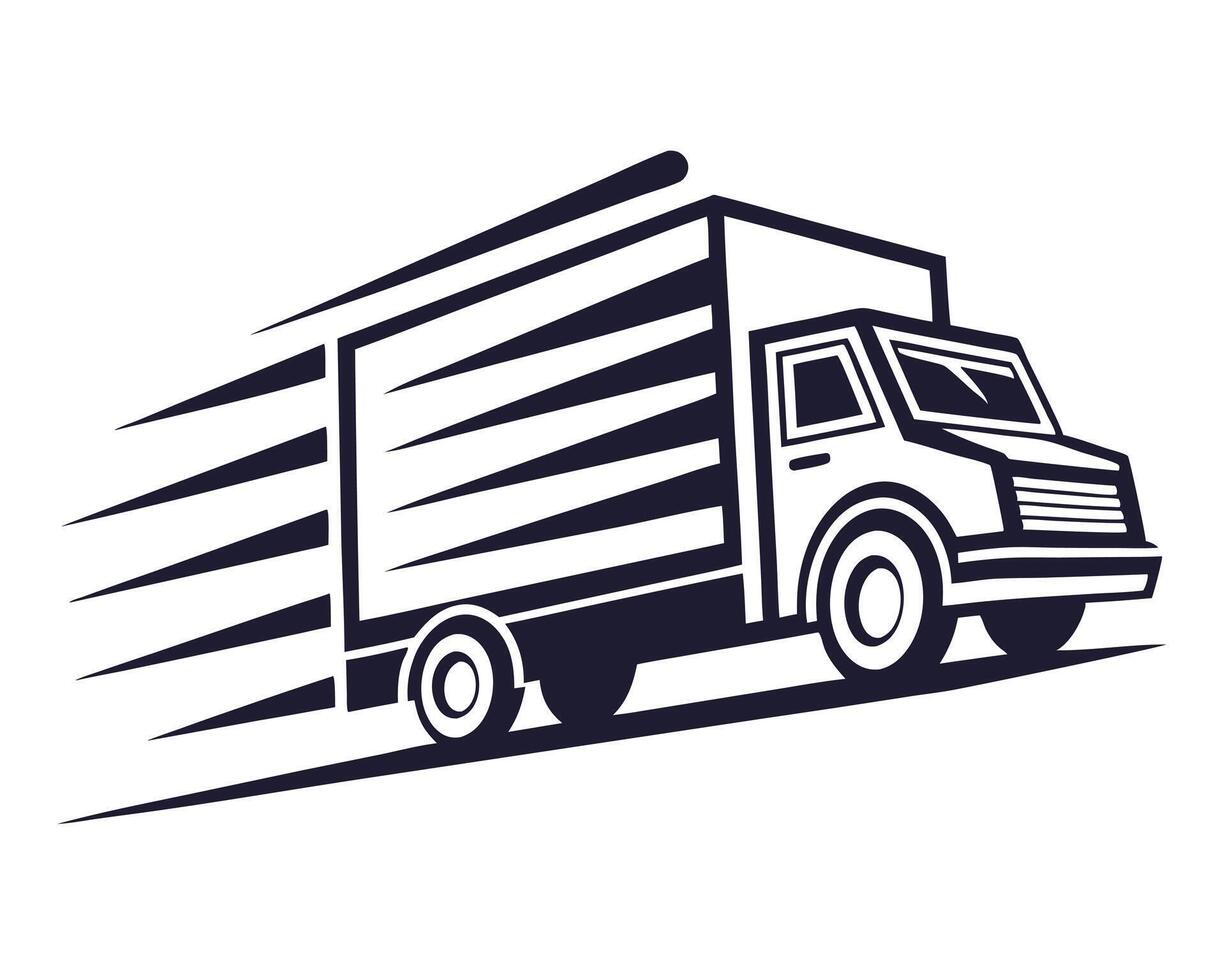 Dynamic illustration of a fast moving delivery truck or commercial transportation vehicle vector