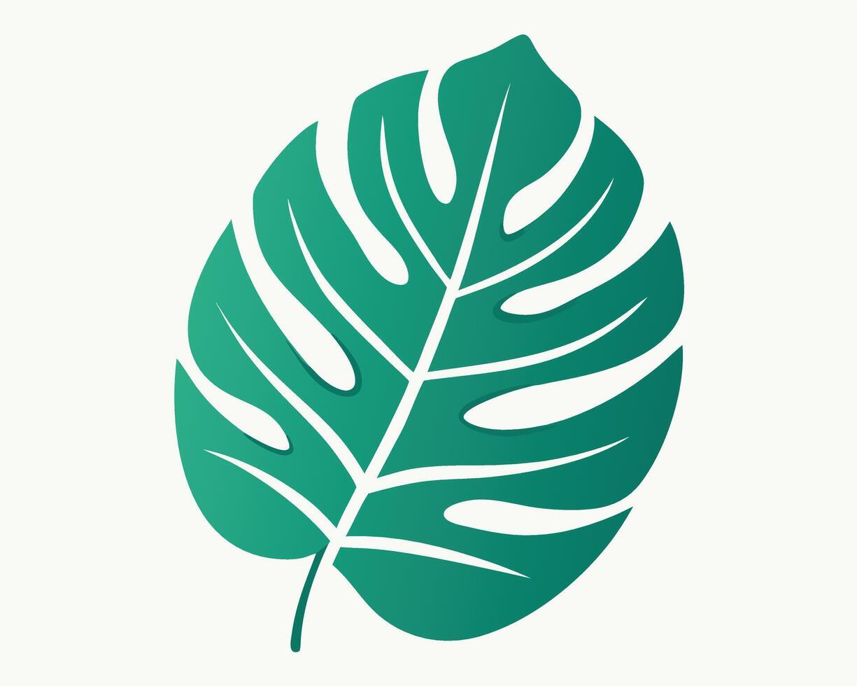 Vibrant green monstera leaf illustration featuring simple design and isolated on a clean white background vector