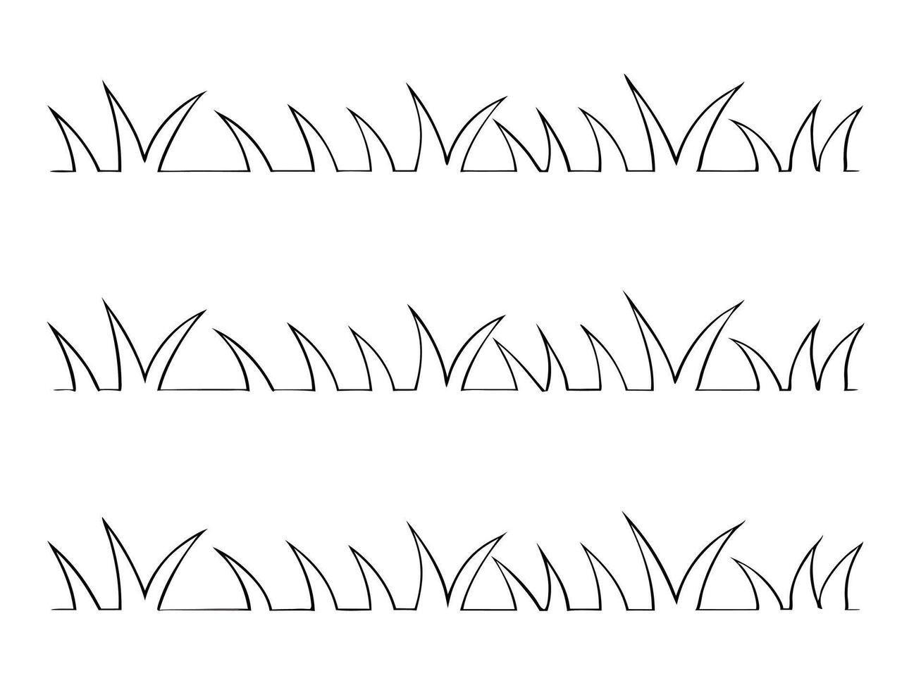 Simple black and white hand drawn grass border illustrations for various design concepts. vector