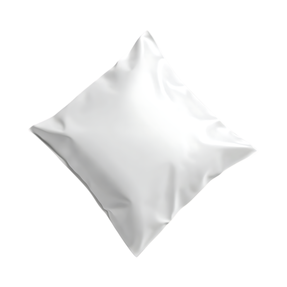 White square pillow mockup isolated on a transparent background png