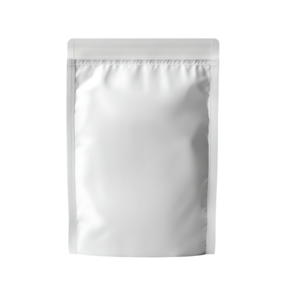 Blank white stand up pouch packaging isolated on transparent background png