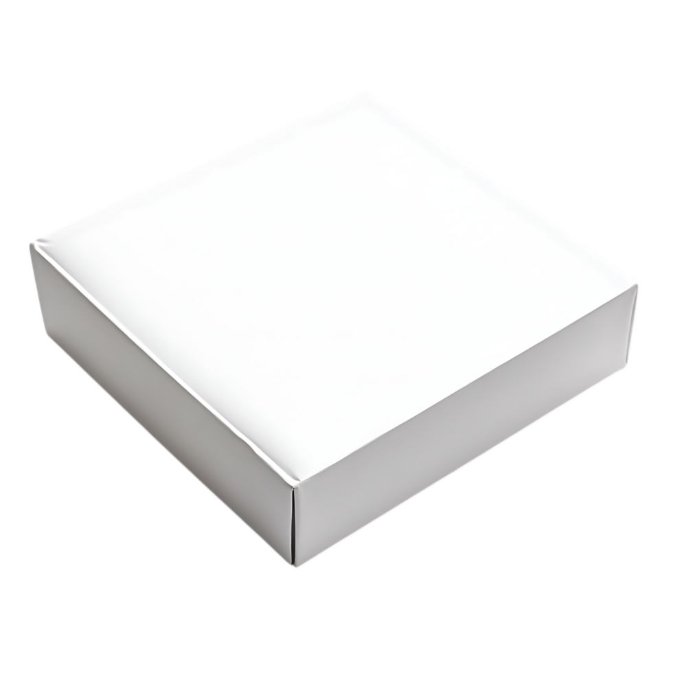 Blank white square box packaging isolated on transparent background png