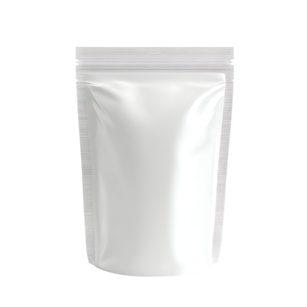 A Blank white stand up pouch bag isolated on transparent background png