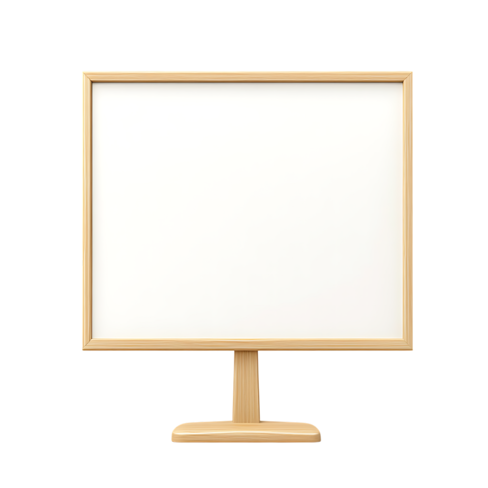 Blank wooden signboard on stand isolated on transparent background png