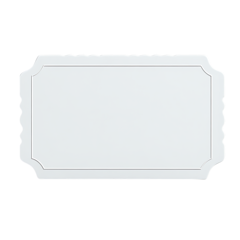 Blank white ticket stub template isolated on transparent background png