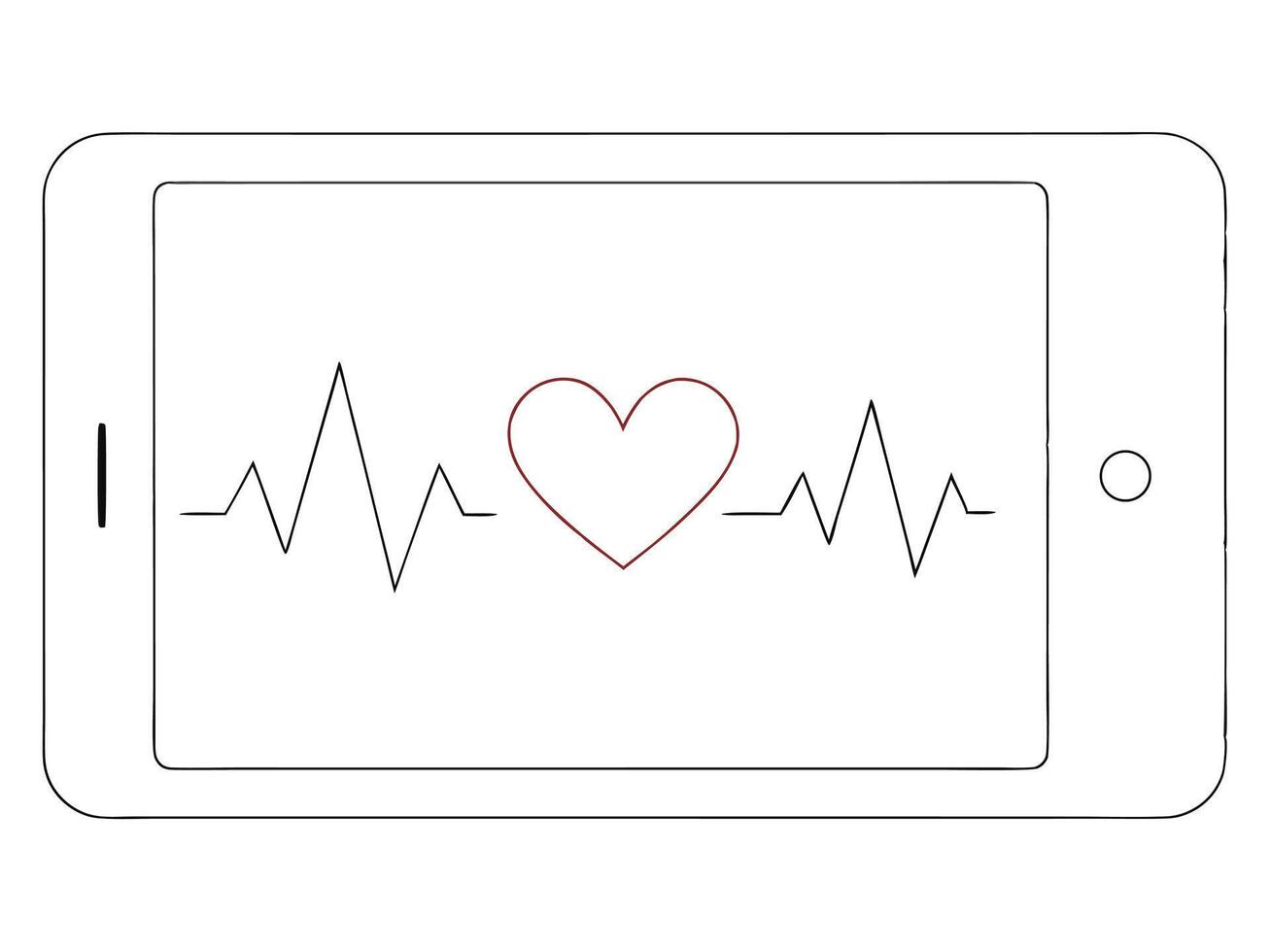Digital healthcare concept illustrating heart rate monitor on a tablet screen with red heart symbol vector