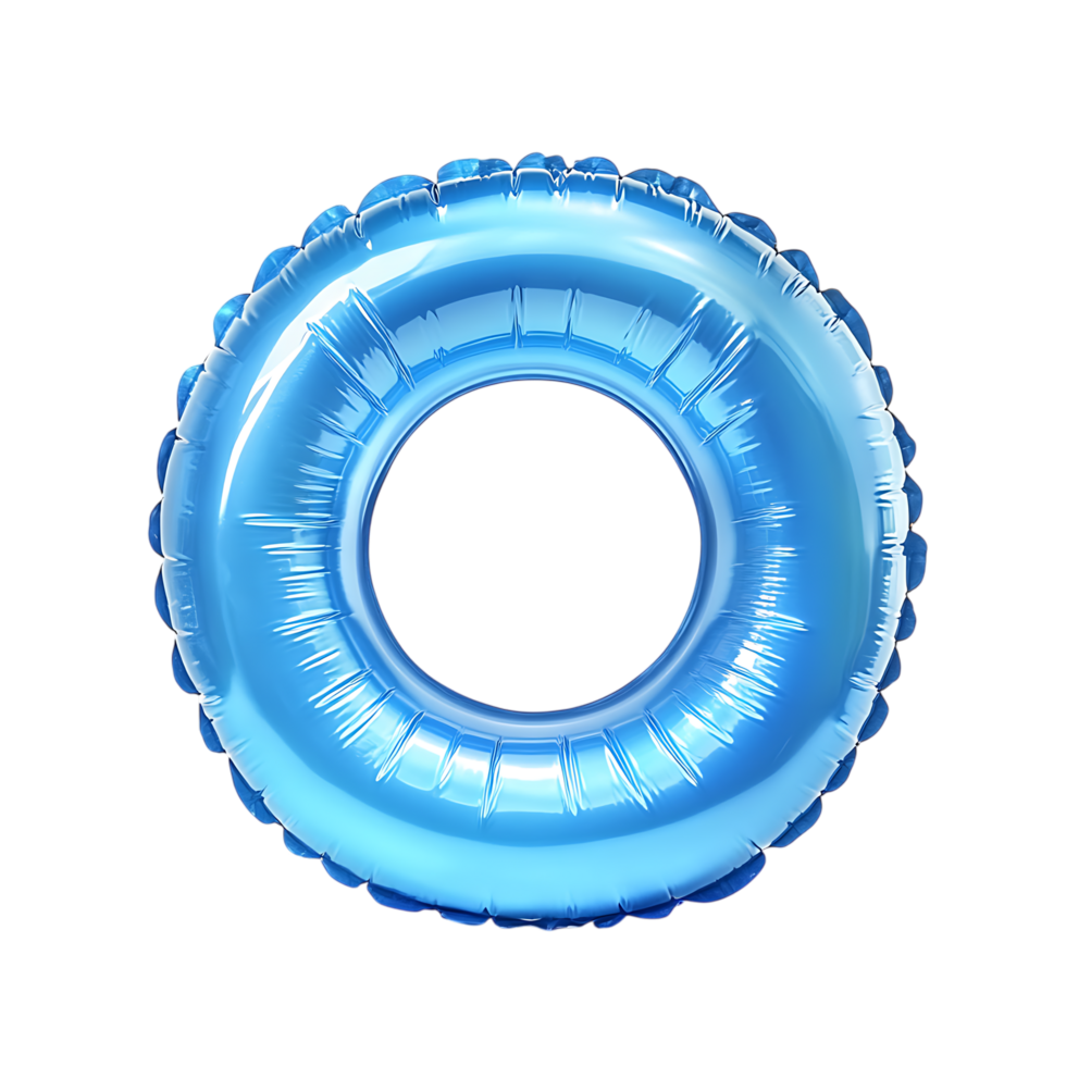 Blue inflatable ring balloon isolated on transparent background png