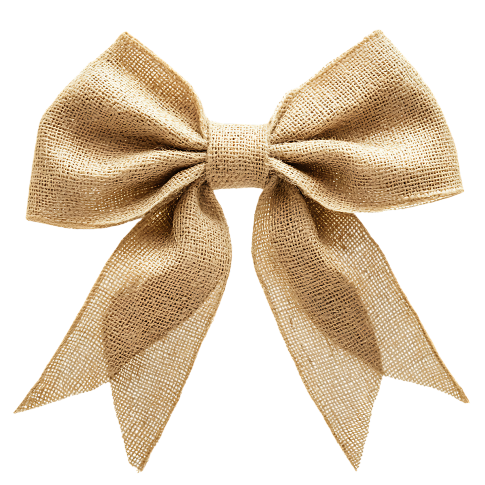 Beige burlap bow isolated on a transparent background png