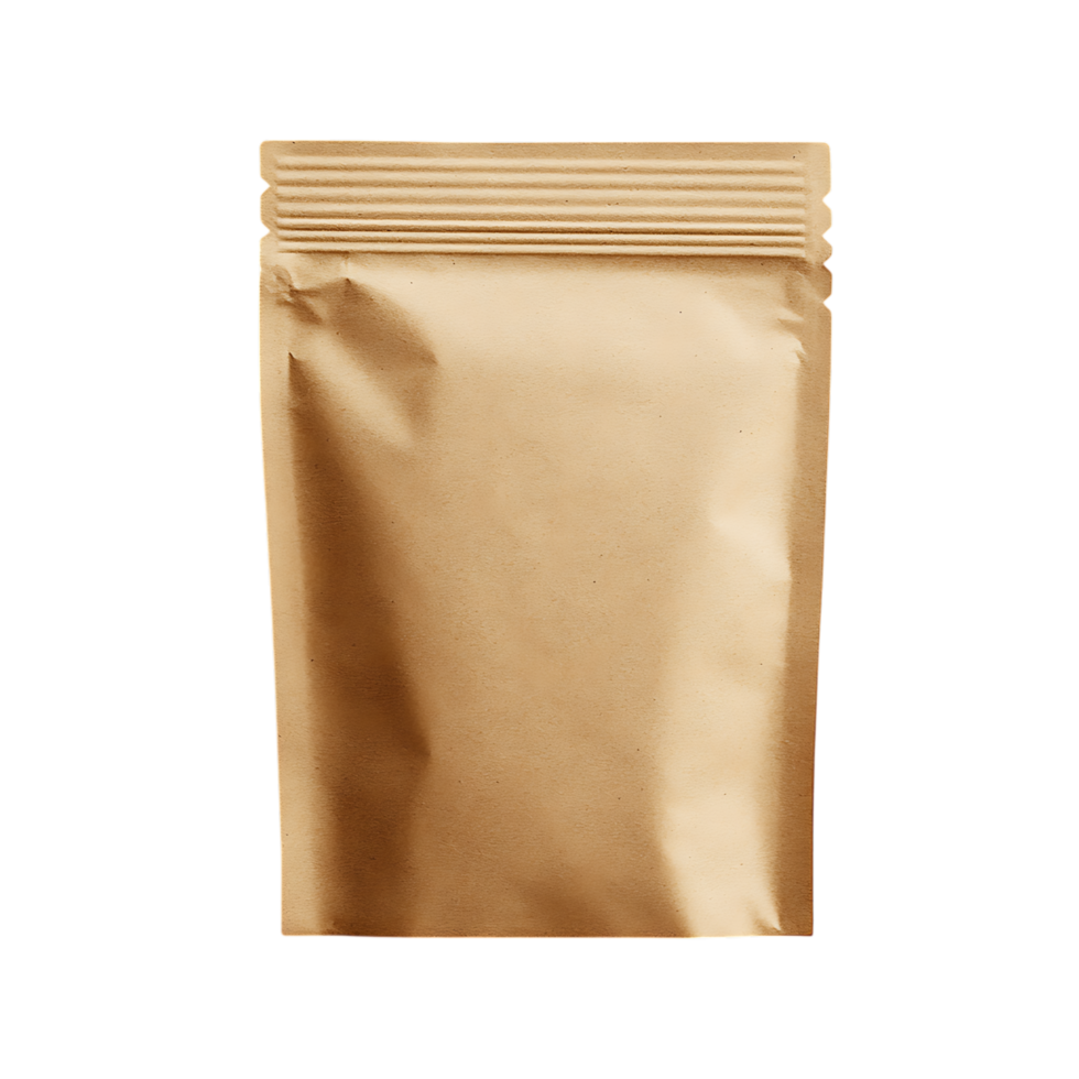Kraft paper pouch mockup isolated on transparent background png