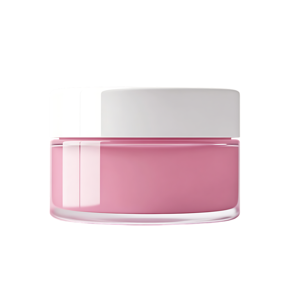 Pink cream jar with white lid isolated on a transparent png