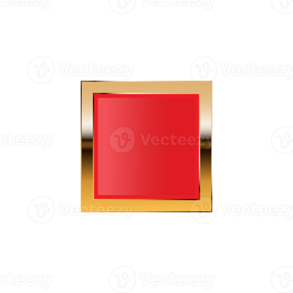 Elegant Red Square with Sparkling Gold Border Isolated on Transparent Background png