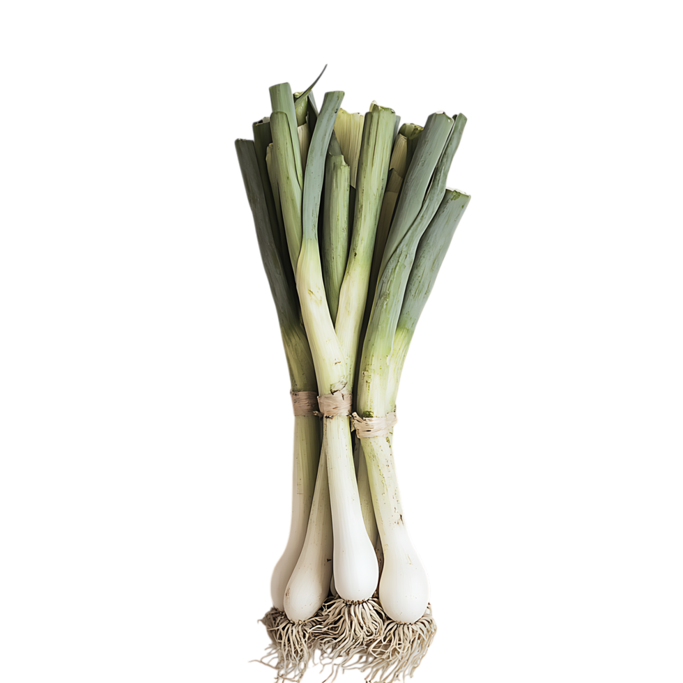 Bundle of fresh green onions isolated on transparent background png