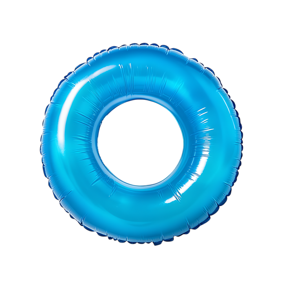 Blue inflatable ring pool float isolated on transparent background png