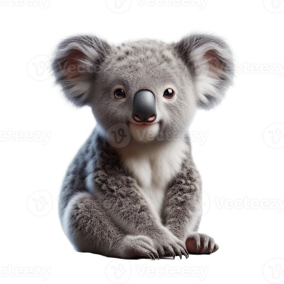 A young koala is sitting comfortably, showcasing its soft, furry coat and playful demeanor. The setting highlights the koala's natural charm, inviting warmth and joy png