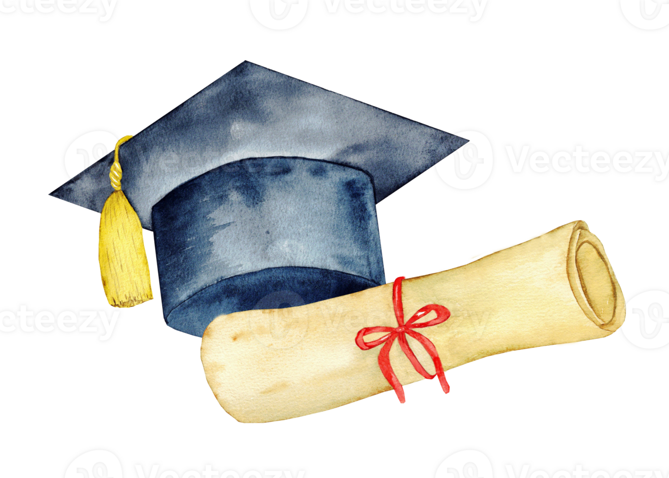 Academic achievement symbol with graduation cap and diploma for inspirational design. For banner, poster, certificate, diploma, invitation, card. Isolated. Education concept. End of course png