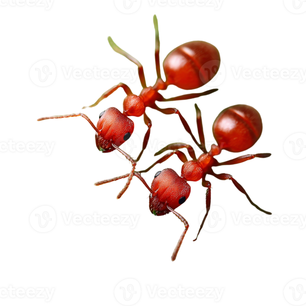 Two red ants on a black background png