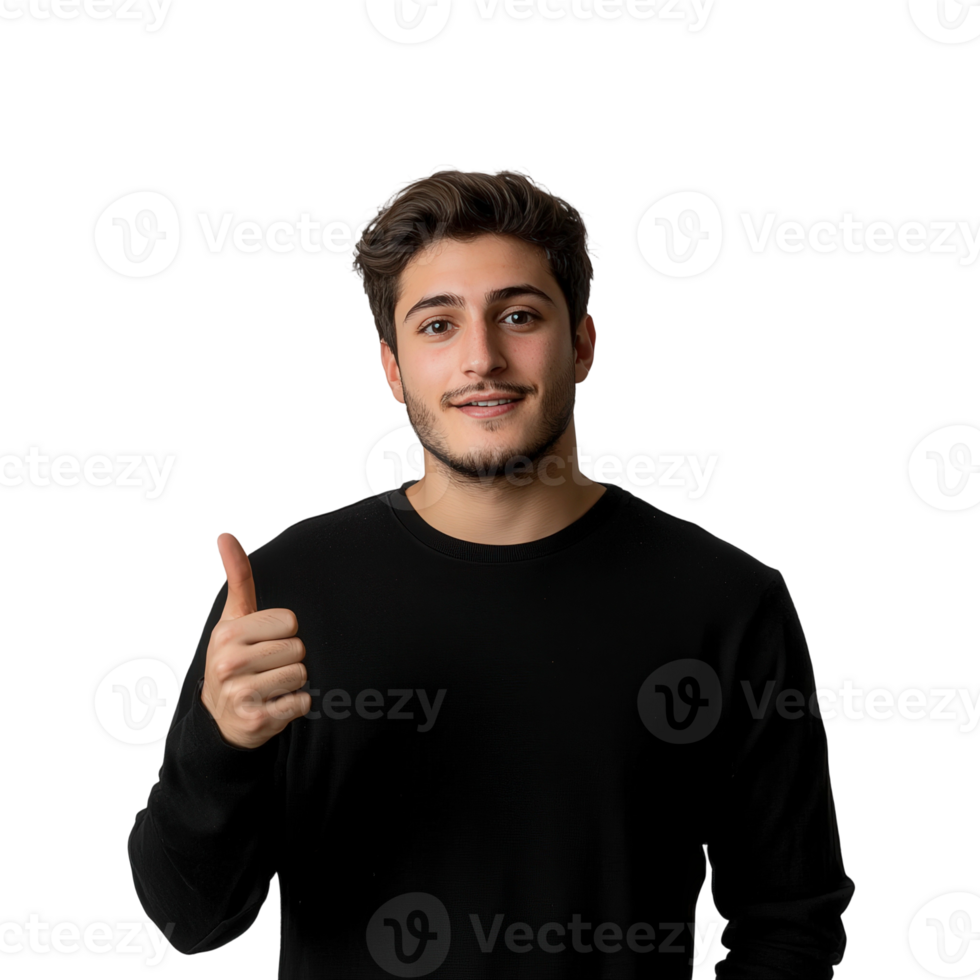 A man in a black shirt is giving the thumbs up png