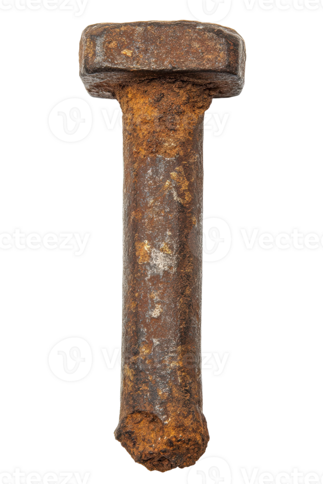 An old rusty iron bolt on a black background png