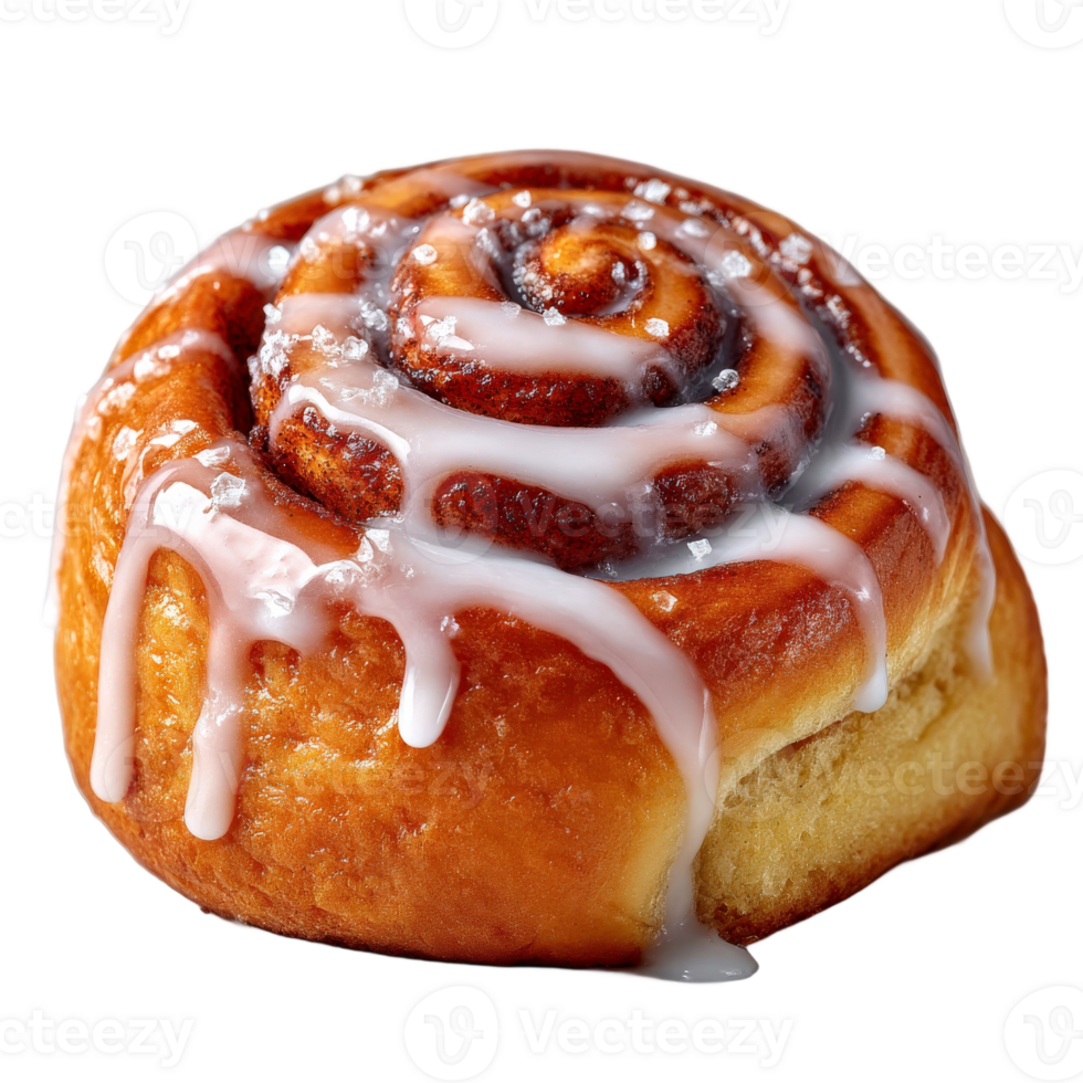 A cinnamon roll with icing on top png