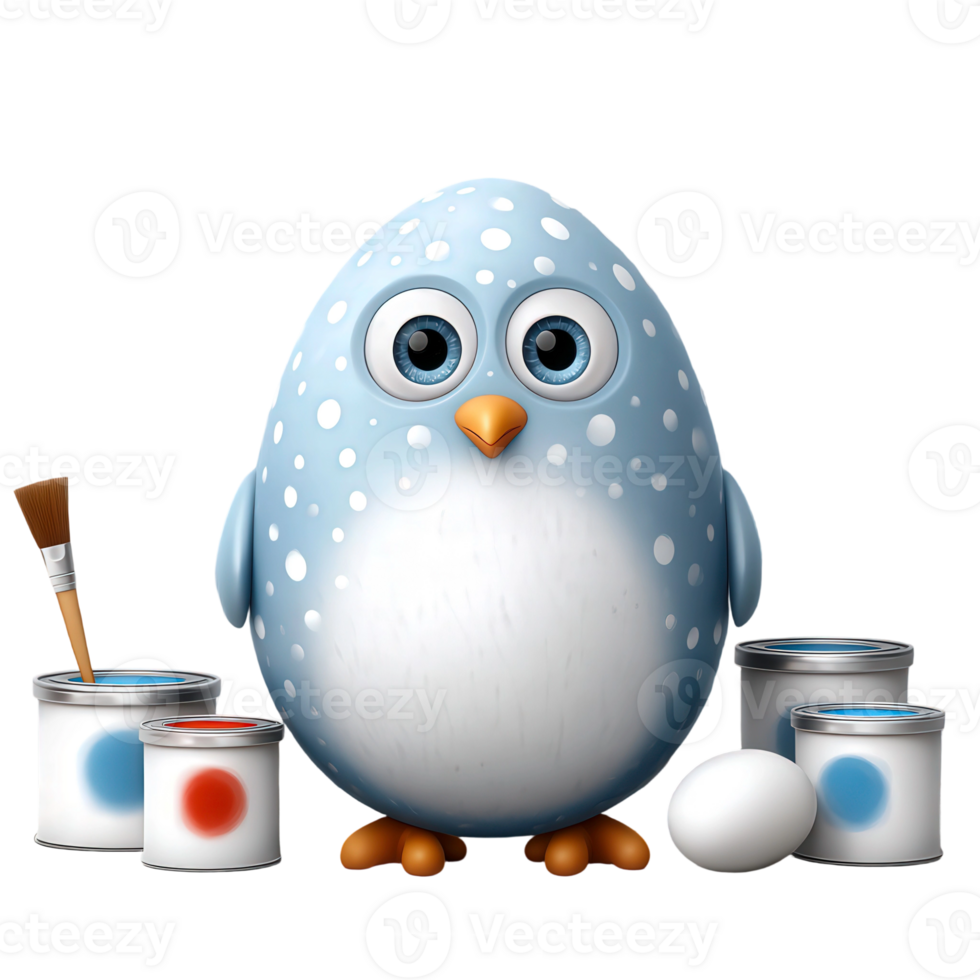 A blue bird with paint brushes and paint png