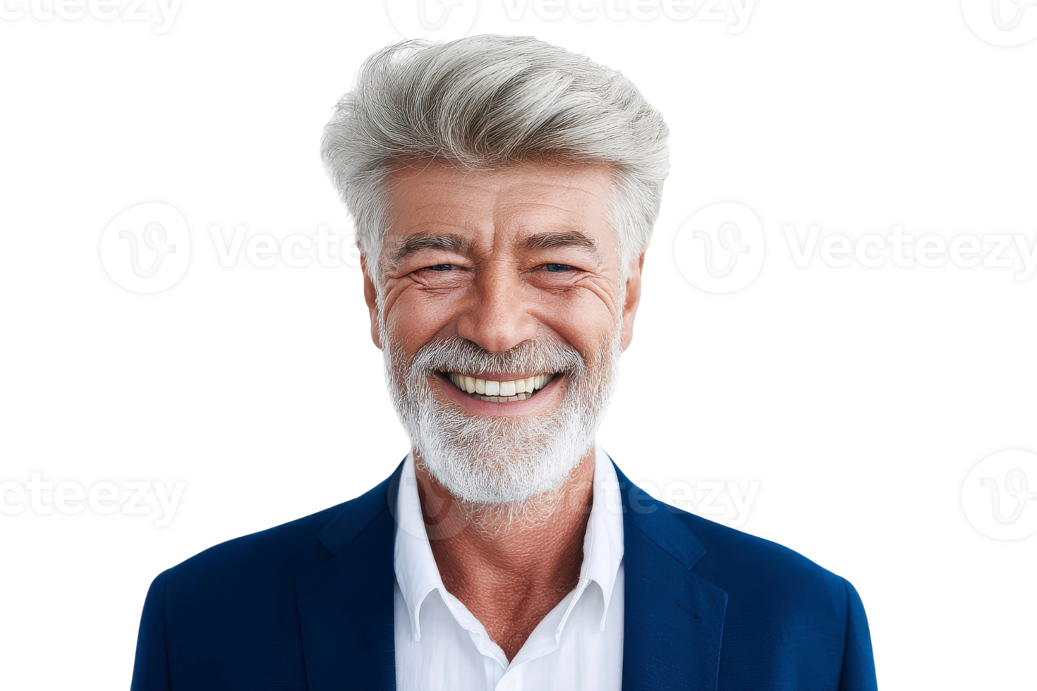 A man with a white beard and a blue suit png