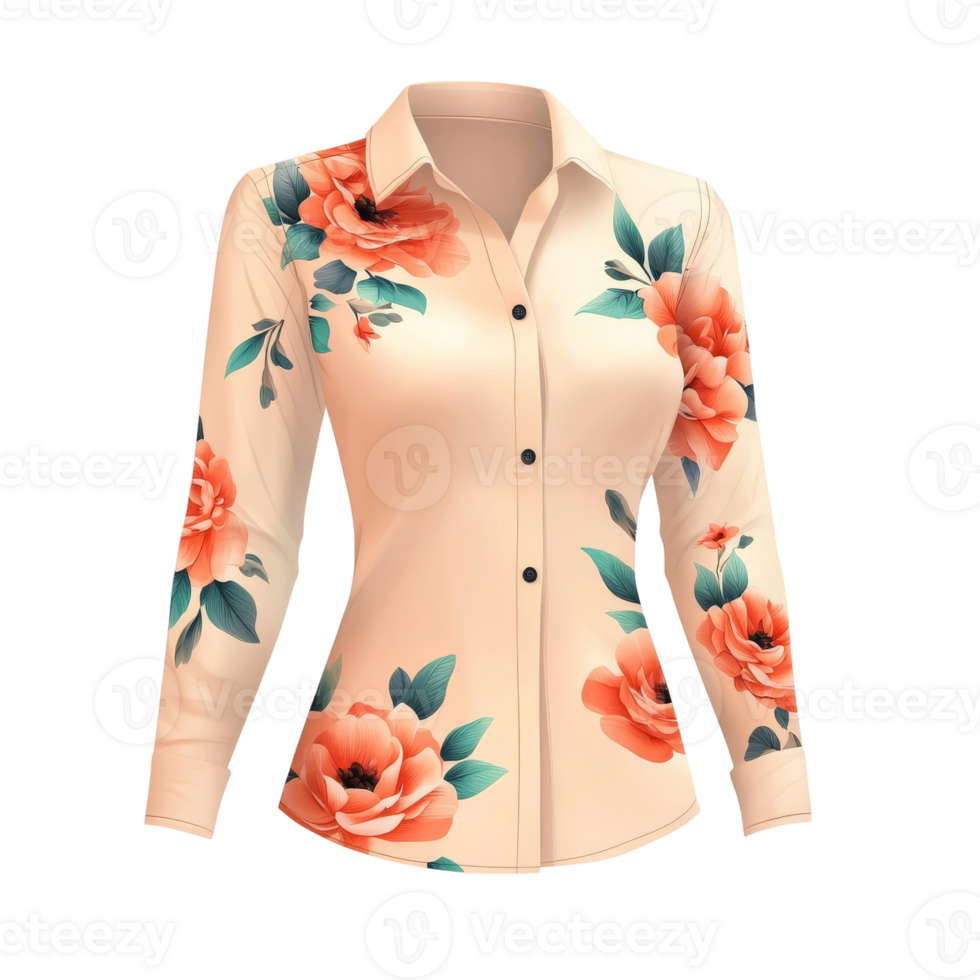 A womans shirt with flowers on it png