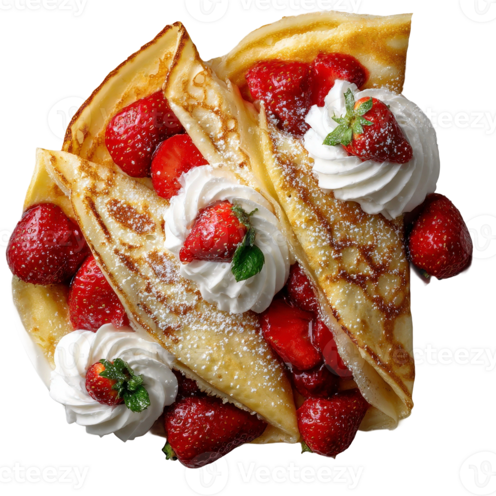 A stack of pancakes topped with strawberries png