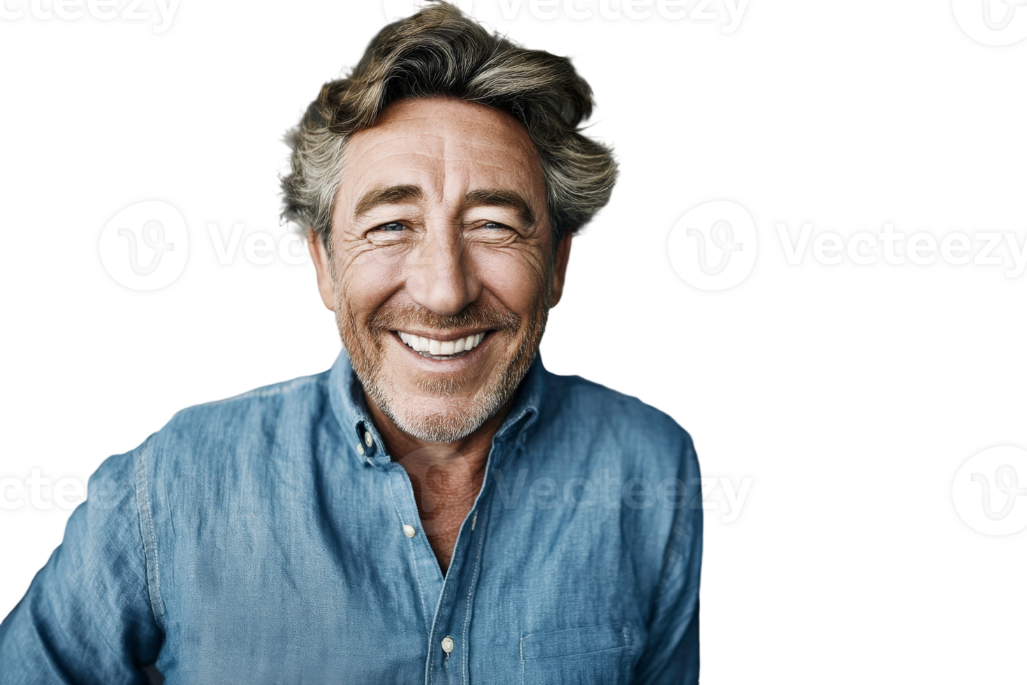 A man with a blue shirt smiling png
