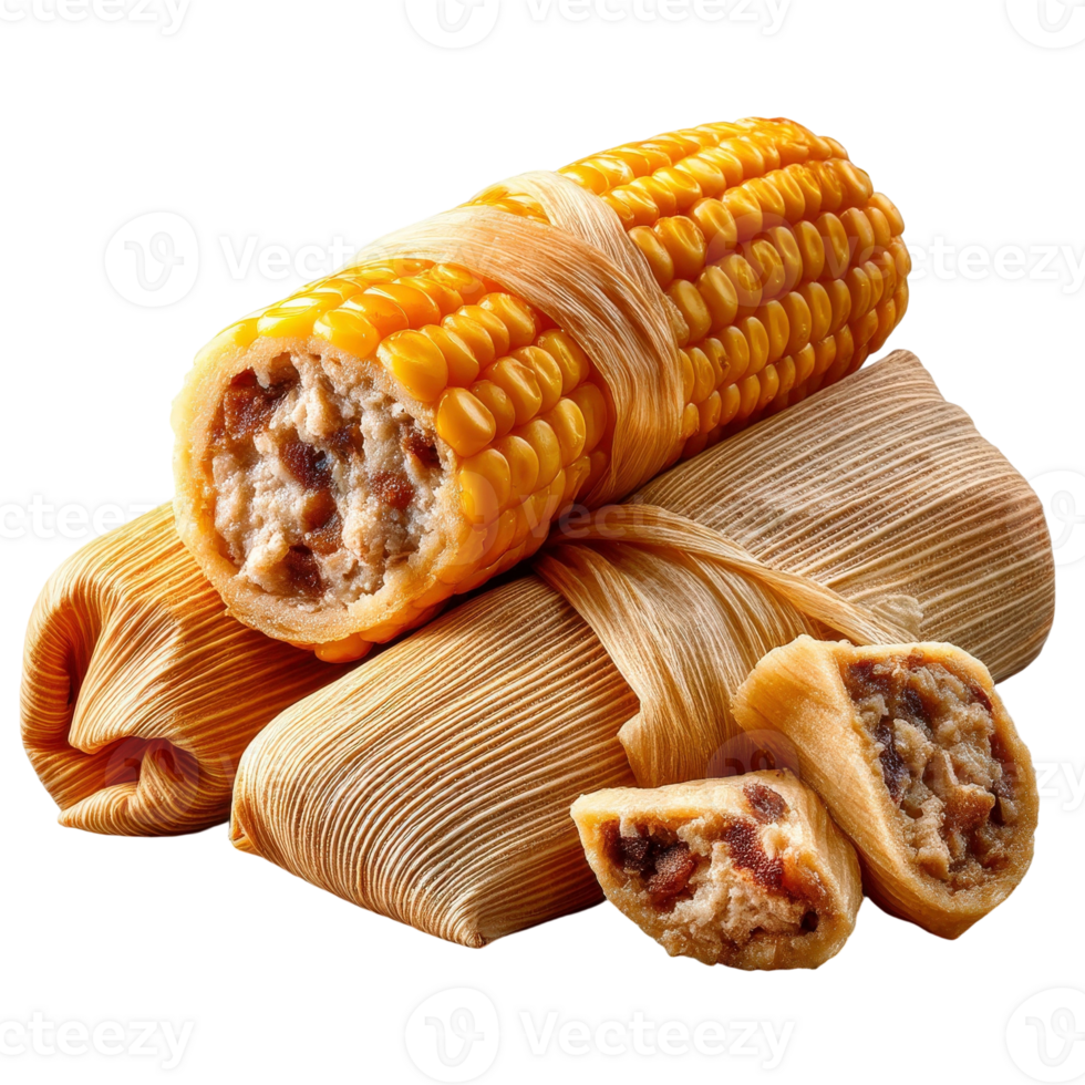 Corn tamales with meat and cheese png