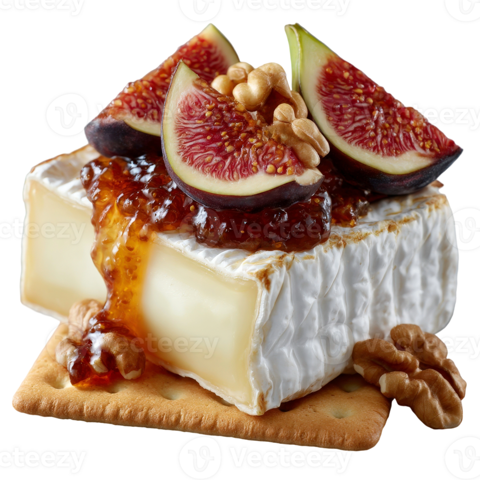Brie cheese with figs and walnuts png