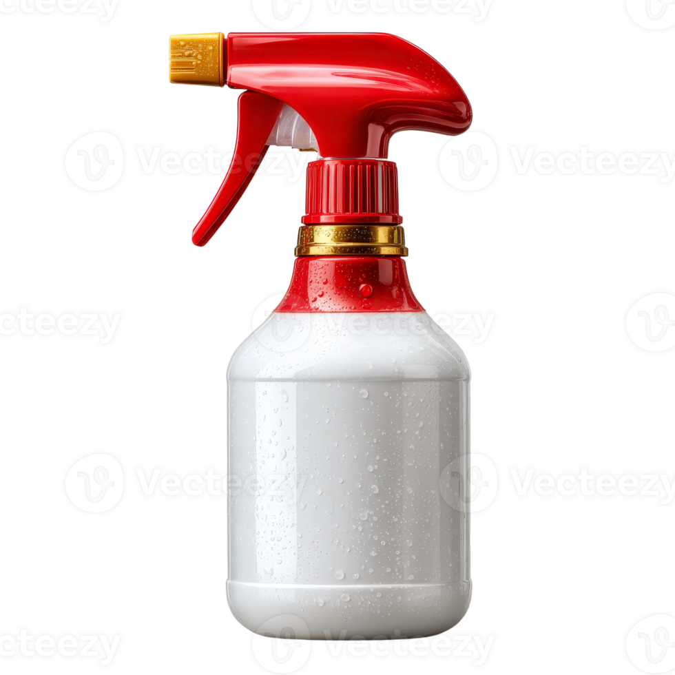 A spray bottle with a red handle and a yellow nozzle png