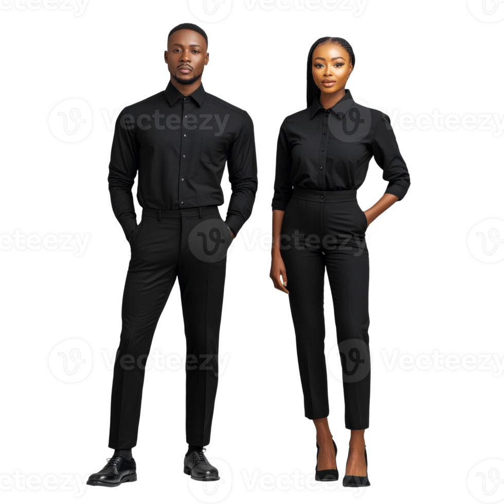 Two people in black business attire standing next to each other png