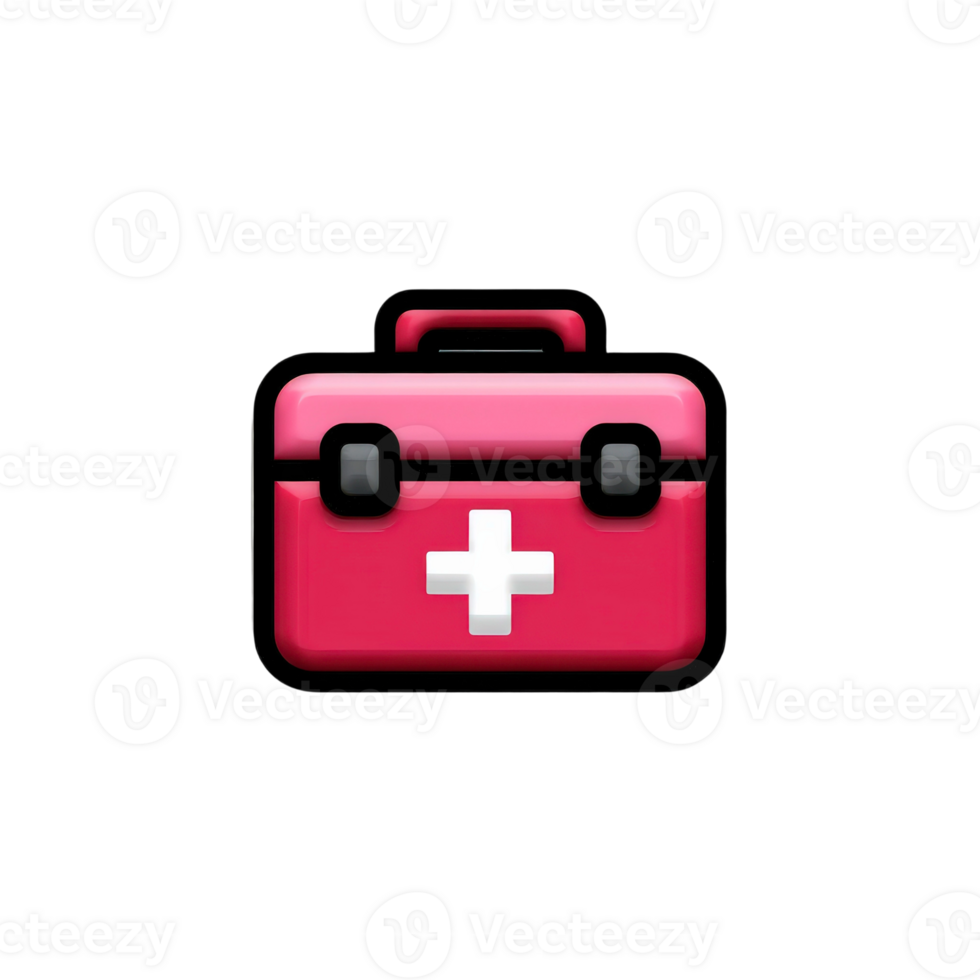 A pink first aid kit on a black background png