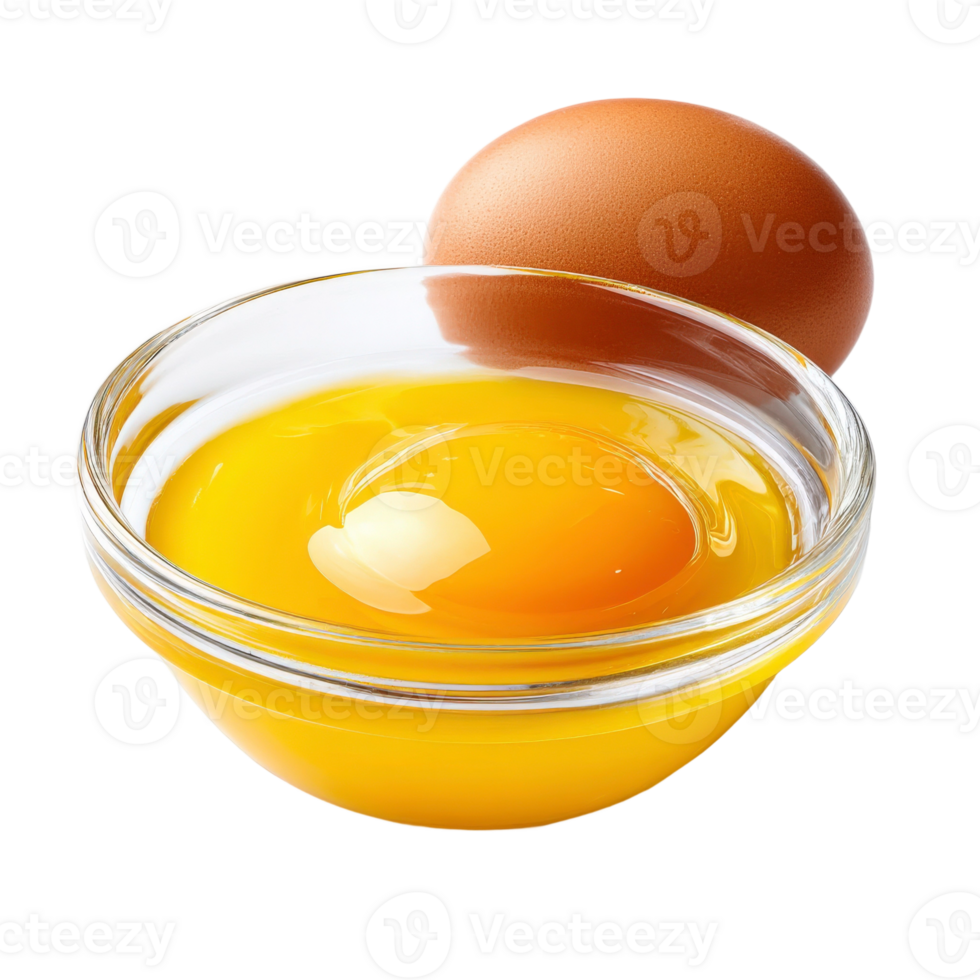 An egg in a bowl with a yellow yolk png