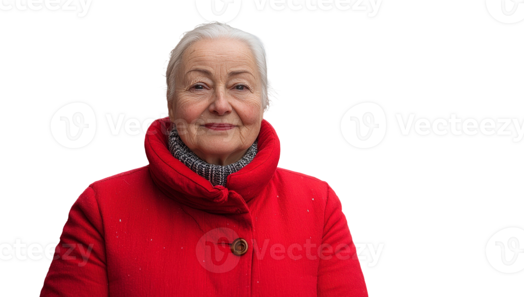 An older woman in a red coat png