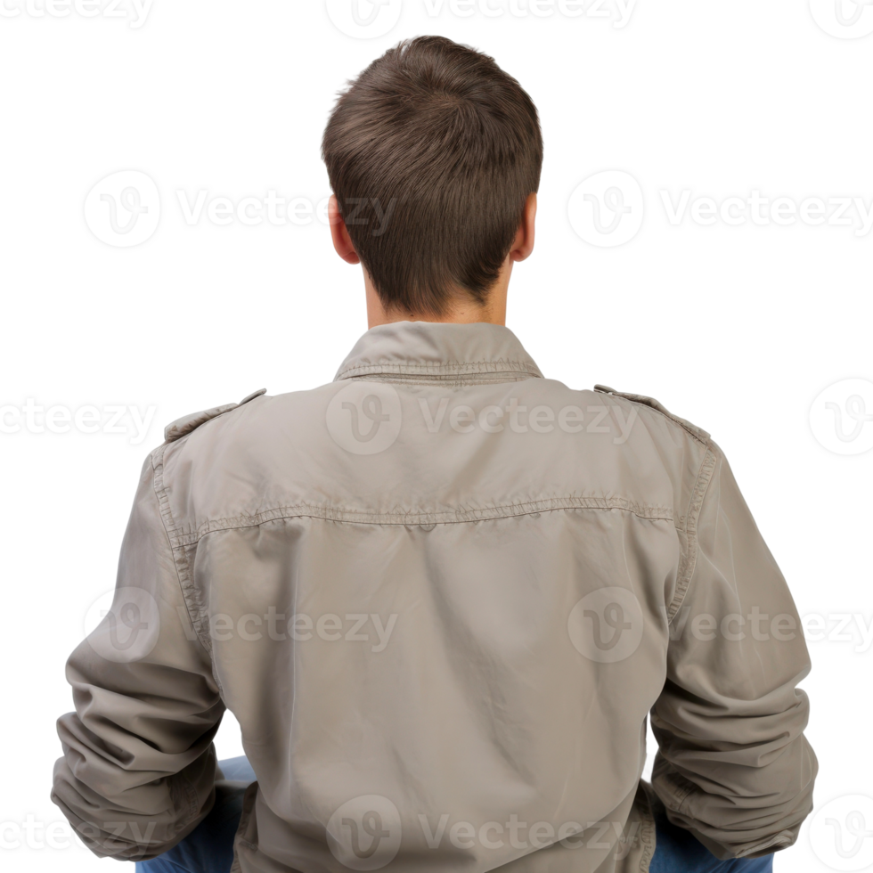 A man sitting in a chair with his back to the camera png