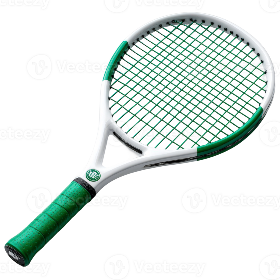 A tennis racket with green and white stripes png