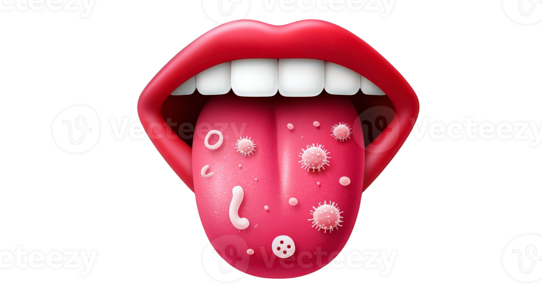 A tongue with pink germs on it png