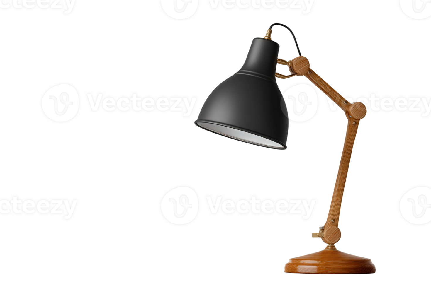 A black desk lamp with a wooden base png