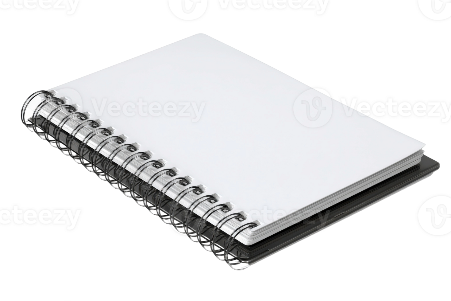An open notebook with a blank page on a black background png