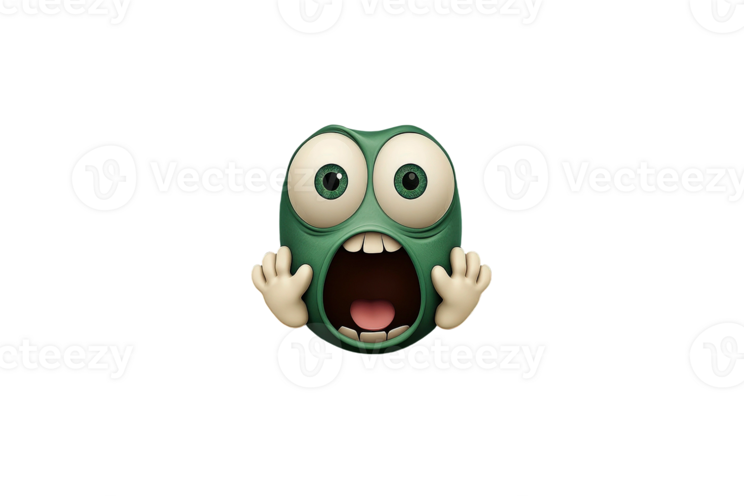 A green monster with open mouth and eyes png