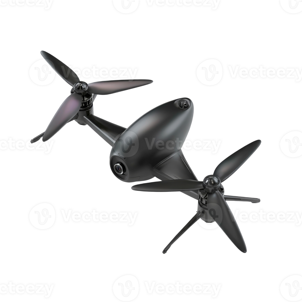 A black drone with propellers on the front png