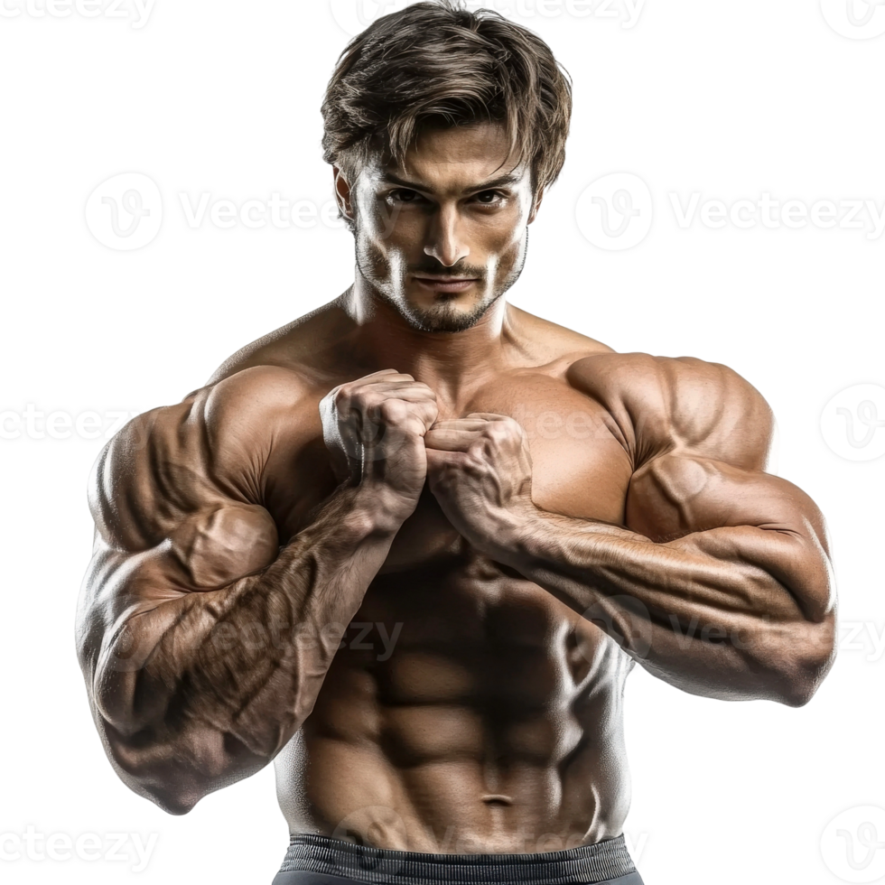 A muscular man posing with his arms crossed png