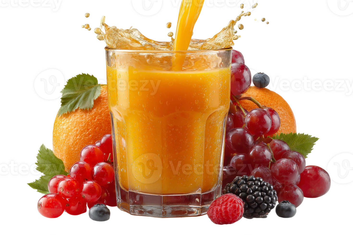Orange juice with berries and fruit png